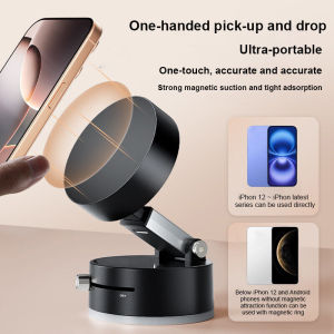 Vacuum Magnetic Suction Foldable Phone Mount Portable Lazy Mobile Phone Bracket Compatible with iPhone Android Telescopic Phone Mount