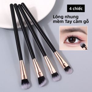 4 Cọ Trang Điểm Mắt Bằng Sợi Len Mềm Tay Cầm Gỗ Dùng Làm Cọ Phấn Má Hồng Cọ Che Khuyết Điểm Dụng Cụ Làm Đẹp Cầm Tay