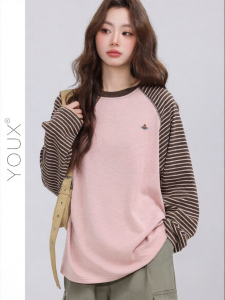 YOUXIANG | Áo Thun Tay Raglan Màu Đối Chọi Dễ Dàng