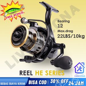 (Redy stok ) Reel Pancing Full Besi He Series Original Bahan Metal 12 Bearing 1000 2000 3000 4000 6000 Reel Spinning Max Drag 10kg 5.2 :1 Gear Ratio Fishing Reel