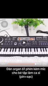 Đàn piano 61 phím cho bé- kèm micro và sạc - ngoài ra có thể sữ dụng pin - đồ chơi tập luyện thông minh kiên trì cho bé