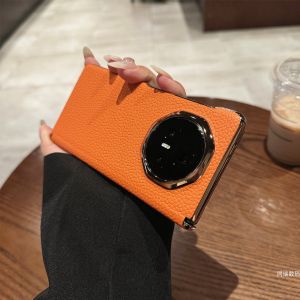 Womens Genuine Leather Case for Honor Magicv3 Phone Case New Arrival Foldable Screen VS3 Huawei V3 Protective Case Fancy Middle Axis Magnetic Suction Honor High-End Pink Hinge All-Inclusive Drop-Resistant Phone Case