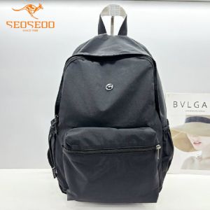 Lightweight Canvas Shoulder Bag for Women Travel Backpack Soft British Style Vertical Square Shape Backpack by SEOSEOO