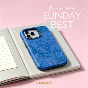Potdemiel | Blue Honeycomb For 2 in 1 Flower Case For iPhone 17 16 15 14 13 Pro Max Luxury Phone Cover CaseChic