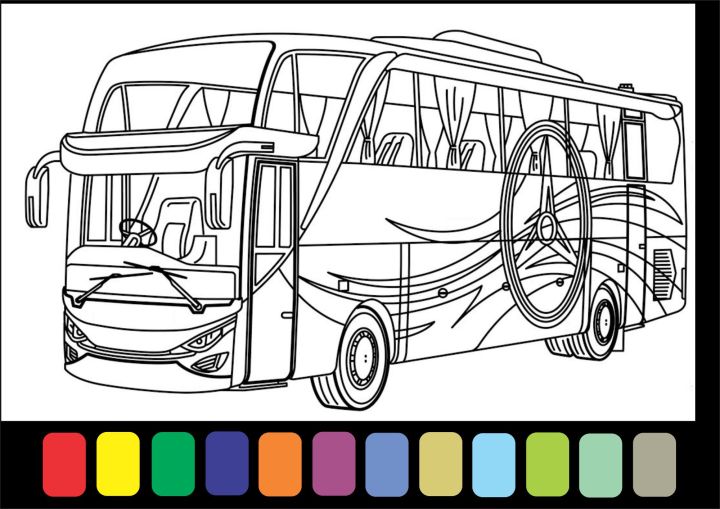 mewarnai bus telolet basuri bis A4 15 ada Bonus 5 Lembar gambar bebas