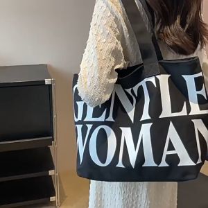 Túi Tote To HULI Chất Lượng Vải Canvas Dây Kéo Đeo Vai Xách Tay Công Sở Du Lịch Hàn Quốc T18