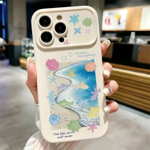 Watercolor Beach Starfish Shell Fish Happy Everyday Phone Case For iPhone 17 16 15 14 13 12 Pro Max Plus Soft Shockproof TPU