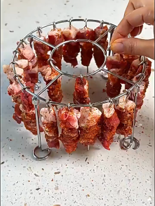 Giá 24 xiên nướng bằng thép không gỉ lò nướng chiên không dầu kiểu mới giá xiên treo tròn nhà bếp