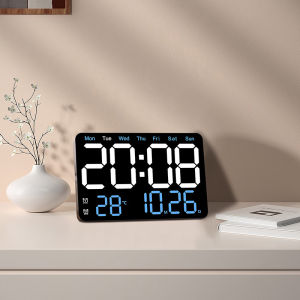 Electronic Wall Clock with Remote Control Temperature Date Week Display 12/24H Table Clock Wall-mounted Digital LED Alarm Clocks