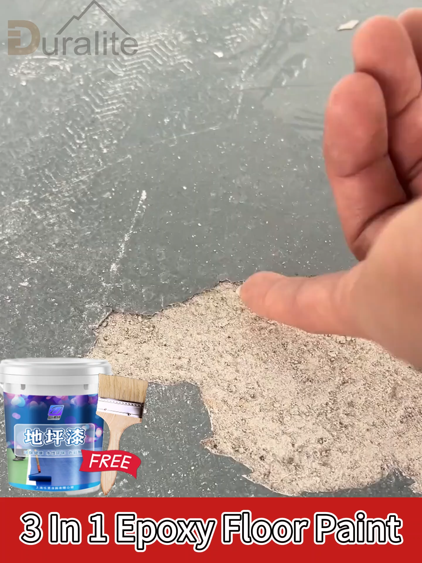 🔥1000g With Brush🔥 LJT 3 In 1 Epoxy Floor Paint Cement Floor Paint Wear-Resistant Waterproof Molded in one pass Suitable For Warehouse Workshop Outdoor Indoor Garage Office Gym Factory Playground Shopping Mall