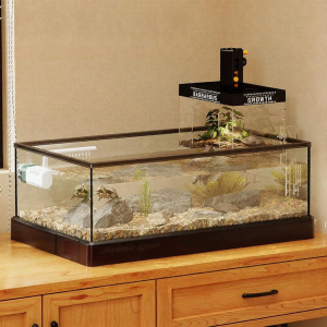 Decorative Turtle Raising Tank Terrarium with Basking Platform
