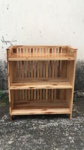 OTOPMAISAK  ชั้นวางในครัวไม้สัก ขนาด 33*65*65 ซม. ชั้นวางถ้วยจาน ชั้นวางของ ชั้นวางหนังสือ ชั้นวางรองเท้า