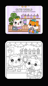 Cute World Coloring Book For Stress Free Moments Buku Mewarnai Untuk Anak Dan Dewasa Kertas Super Tebal