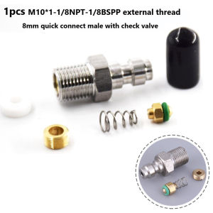 Unnicoco 1PCS Male Connector 8mm Male Thread Quick Connect Valve Pcp Filling With Valve M10x1 1/8npt 1/8bspp