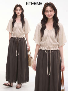 HTMEME | Áo Blouse Mùa Hè Nữ Thiết Kế Nơ Vải Linen Tencel