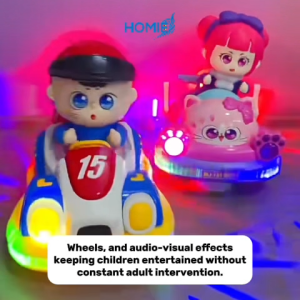 Electric Spray Bumper Music Car Toy with LED Lights & Automatic Obstacle Avoidance