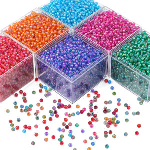 ลูกปัดแก้วสีสายรุ้งเงางามคุณภาพสูง6/O 4มม. 10กรัม150ชิ้นสำหรับเครื่องประดับทำเครื่องเพชร DIY