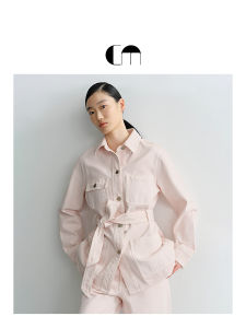 Womens Pink Workwear Style Autumn Winter Denim Shirt Jacket
