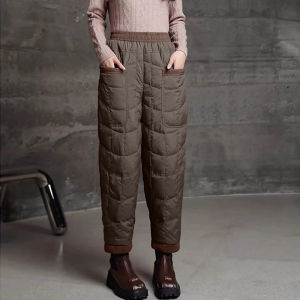 New 2025 Lightweight Loose Fit down Cotton Harem Pants Casual Warm Small Stature People plus Size Comfortable Long Pants