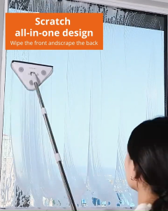 N15S 360° Rotating Triangle Glass Cleaner 90° Edge Fit & Extendable Pole for Roof Car Windows Includes 2 Reusable Pads