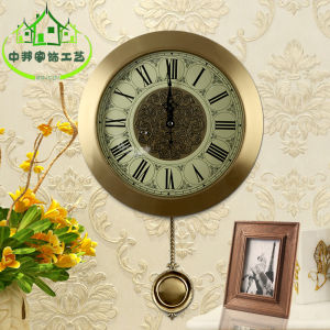 Yinghui Pure Copper European Style Retro Wall Clock Living Room Bedroom High-End Luxury Pocket Watch Mute Creative Clock Pendulum Clock