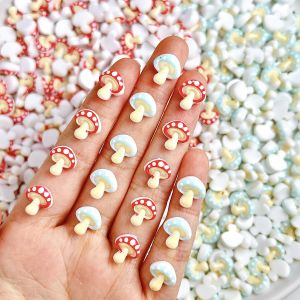 30PCS Cartoon Adorable Polka Dot Mushroom Nail Charms 3D Creative Simulated Umbrella Mushroom Resin Nail Art Decorations for DIY