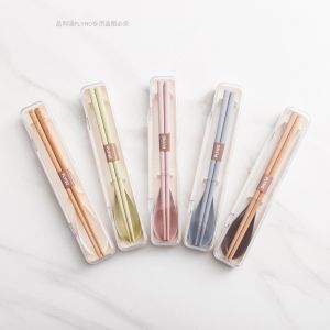 Bộ Thìa Đũa Cỏ Lúa Mì Cầm Tay Du Lịch Ngoài Trời Dùng Cho Học Sinh Bộ Đồ Ăn Di Động Cho Một Người Trẻ Em