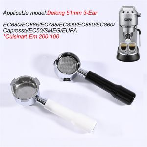 51mm Coffee Bottomless Portafilter For Delonghi EC680 EC685 Replacement Filter Basket Espresso Machine Tools Barista Accessories