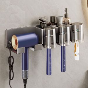 Wall-Mounted Bathroom Organizer Without Drilling