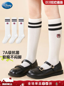 Tất Disney Dành Cho Bé Gái Mùa Xuân Thu Kháng Khuẩn Dài Đến Bắp Chân Nửa Cao Màu Trắng Phong Cách Sinh Viên Tất Trẻ Em