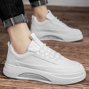 Mens Breathable White Casual Shoes Thick Bottom Canvas Shoes Comfortable All-Season Flat Heel Rubber Outsole Youth Trend
