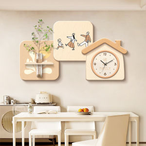 RUIBAHAO | Decorative Wooden Clock for Living Room Warm and Luxurious