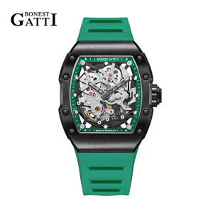 BONEST GATTI | BONEST GATTI BG9905 Automatic Mechanical Movement Wristwatch Skeleton Stainless Steel Watchcase Rubber Strap Watches For Men