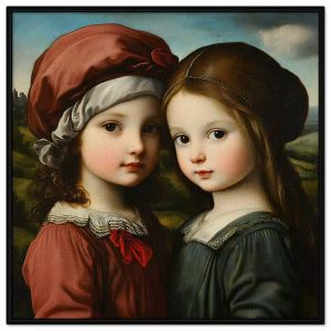 Tranh chân dung cổ điển hai bé gái.Tranh treo tườngdán tườngsơn dầucanvastrang trí.CGI-1705