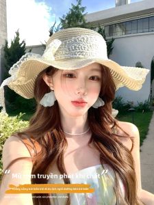 Cgediao | Mũ rơm mùa hè có nơ ren cho nữ Mũ rơm chống nắng thoáng khí Mũ đi biển Mũ rơm có viền rộng Mũ rơm chống tia UV Mũ rơm thường ngày