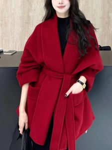 QFN | Chic Cozy Red Wool Coat
