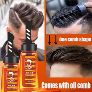 No Sticky Hands!2IN1 Lelaki Styling Gel Comb 260ml 3s"+"48HR"+"Anti-Humidity" Hair Gel Hold for Ponytails Non Irritating Simple Use Slicked Back head