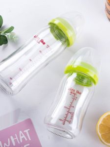 Anti-Choking Glass Baby Bottle with Straw Sippy Cup Wide Mouth Newborn Infant Handle Anti-Splash Durable Heat Resistant Feeding Bottle