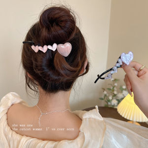 Kẹp Tóc Hình Tim Băng Phong Cách Hàn Quốc Dành Cho Nữ Kẹp Tóc Đuôi Cá Một Từ Phía Sau Đầu Kẹp Tóc Thời Trang Mới 2024 Phụ Kiện Tóc