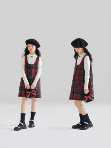MUCMUKN | Vintage British Style Checkered Tweed Dress Winter
