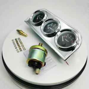 RYSJM | 52MM Water Temperature Gauge Celsius Oil Pressure Meter  Voltmeter Chrome 3 in 1 Gauge Kit With Sensor Car Motorcycle Meter
