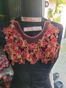 Cổ thêu may trang trí lên áo váy đầm áo dài