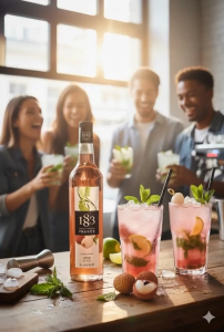 1883 MAISON ROUTIN Lychee Syrup 1L - Premium Drink Flavoring for Coffee Tea & Cocktails