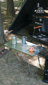 ShineTrip A451-T00 ST-Suyin Folding Camping Table - Meja Lipat Stainless Steel Tahan Panas Outdoor Silver