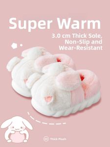MONLEYTA | Womens Cotton Slippers Winter Thick Bottom Plush Heel Indoor Home Warm Cute Outdoor Wear EVA Sole Youth Home Slippers
