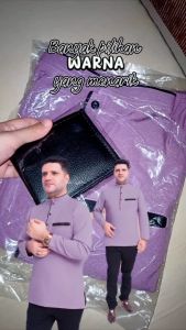 Elegant Baju Kurta Emrani Berkolar Lelaki Muslim Dewasa Premium Como CrepeCloth Lengan Panjang KL (S-3XL)