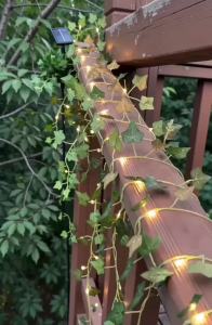 Green Leaf String Light Solar Vine Ivy Fairy Lights Garland Outdoor for Garden Party Courtyard Terrace Wedding Decoration