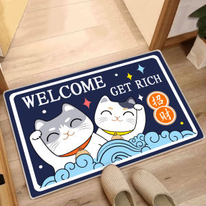 Home Entrance Mat Cartoon Kitchen Bathroom Anti-Slip Absorbent Door Mat Modern Simple Style Machine Washable Floor Rug