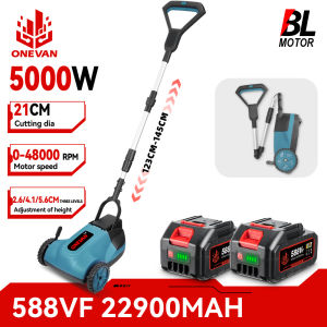 ONEVAN Brushless Electric Lawn Mower 48000RPM Cordless Grass Trimmer 3 Height Adjustment Garden Cutter For Makita 18v Battery