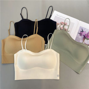 Shannon Autumn Thin Seamless One-Piece Cup Anti-Light Bra Removable Strap Underwear Small Chest Gathered Tube Top